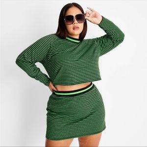 Future Collective Kahlana Barfield Brown Target Striped Knit Mini Skirt